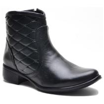 Bota Feminina Casual Couro Cano Curto Matelassê Confortável Bota Feminina Casual Couro Cano Curto Matelassê Confortável