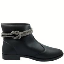 Bota Feminina Casual Dia a Dia Cano Baixo Nó em Strass Fechamento em Zíper Moleca 5333.104 Bota Feminina Casual Dia a Dia Cano Baixo Nó em Strass Fechamento em Zíper Moleca 5333.104