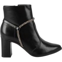 Bota Feminina Casual Dia a Dia Passeio Festa com Strass Salto Médio Bico Fino Cano Baixo Mississipi J0355