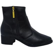 Bota Feminina Casual Dia a Dia Passeio Trabalho Cano Baixo Salto Baixo Bico Redondo com Zíper Moleca 5346.107