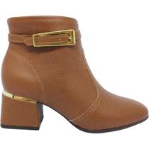 Bota Feminina Casual Dia a Dia Passeio Trabalho Festa Com Fivela Cano Baixo Salto Bloco Médio Ultra Conforto Modare 7082.207