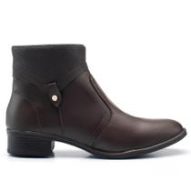 Bota Feminina Casual Salto Baixo Zíper Conforto Estilo