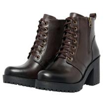 Bota Feminina Casual Salto Cano Baixo Mocflex - 14010 - Café