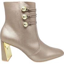 Bota Feminina Casual Social Dia a Dia Passeio Detalhes Metalizados Cano Baixo Salto Bloco Alto Conforto Ramarim 2560103 Bota Feminina Casual Social Dia a Dia Passeio Detalhes Metalizados Cano Baixo Salto Bloco Alto Conforto Ramarim 2560103