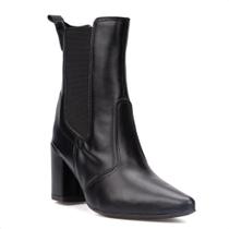 Bota Feminina Chelsea Boots Cano Médio Salto Bloco Bico Fino