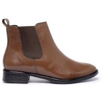 Bota Feminina Chelsea Cano Curto Caramelo em Couro 2485 Bota Feminina Chelsea Cano Curto Caramelo em Couro 2485