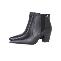 Bota Feminina Chelsea Cano Curto Couro Salto 6 cm Preto