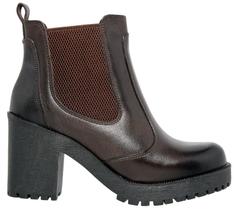 Bota Feminina Chelsea Com Elástico Cano Médio em Couro Café