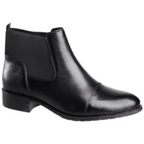 Bota Feminina Chelsea Couro Legitimo Salto Baixo Cano Curto