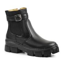 Bota Feminina Chelsea Em Couro Sandro Moscoloni Greice Black