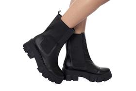 Bota Feminina Chelsea Plataforma Tratorada Cano Longo Alto