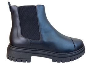 Bota Feminina Chelsea Preta Solado Tratorado Cano Médio Bota Feminina Chelsea Preta Solado Tratorado Cano Médio