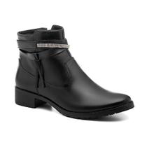 Bota Feminina Chelsea Salto Baixo Couro Conforto Cano Curto