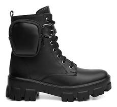 Bota Feminina Com Bolsinha Coturno Bag Plataforma Tratorada
