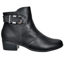 Bota Feminina Comfortflex Cano Curto Preta Tresse 2386301