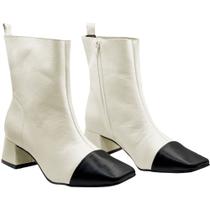 Bota Feminina Confortável Salto Bloco Cano Curto De Couro Legitimo Salto Baixo E Estável Com Bico Quadrado Bota Feminina Confortável Salto Bloco Cano Curto De Couro Legitimo Salto Baixo E Estável Com Bico Quadrado
