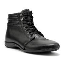 Bota Feminina Conforto Couro Colarinho Acolchoado Macia Cor:PretoTamanho:37 Bota Feminina Conforto Couro Colarinho Acolchoado Macia Cor:PretoTamanho:37