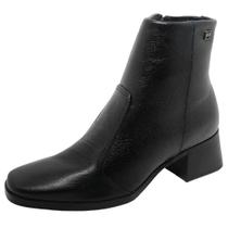 Bota Feminina Conforto Couro Soft Touch Salto Medio Pegada