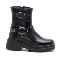 Bota Feminina Coturno Biker Metais Moda Blogueira Feminina