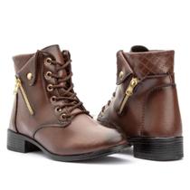 Bota Feminina Coturno Botinha Elegante Com Zíper Fantasia (Cft201)