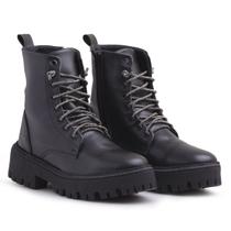 Bota Feminina Coturno Cadarço com Brilho Blogueira Tratorado - YES ME Bota Feminina Coturno Cadarço com Brilho Blogueira Tratorado - YES ME