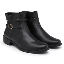 Bota Feminina Coturno Cano Baixo Com Ziper Ref 11300