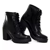 Bota Feminina Coturno Cano Curto Salto Alto Tratorado Bota Feminina Coturno Cano Curto Salto Alto Tratorado