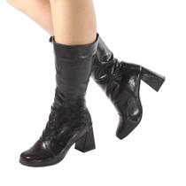 Bota Feminina Coturno Cano Longo Confortável Salto Alto 7cm Moda Blogueira ER1282