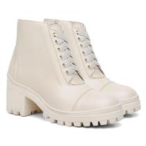 Bota Feminina Coturno Cano Médio Cadarço Salto Tratorado