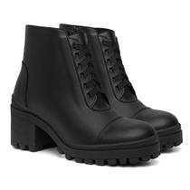 Bota Feminina Coturno Cano Médio Cadarço Salto Tratorado