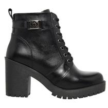 Bota Feminina Coturno Couro Legítimo Cano Médio Linha Premium Preto