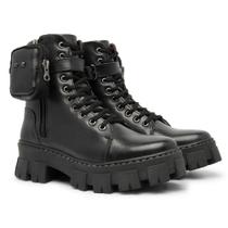 Bota Feminina Coturno de Couro Bag Girls Sola Tratorado Blogueira Cor Preto Bota Feminina Coturno de Couro Bag Girls Sola Tratorado Blogueira Cor Preto
