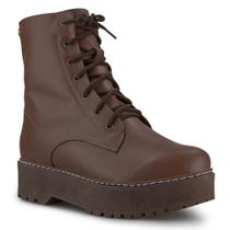 Bota Feminina coturno forrada em lã sintética Flatform Lace Ref.:23304 Bota Feminina coturno forrada em lã sintética Flatform Lace Ref.:23304
