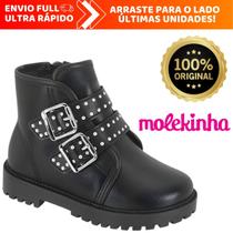 Bota Feminina Coturno Infantil Molekinha Solado Tratorado Com Fivela Estilosa