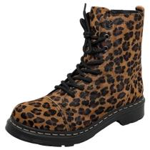 Bota Feminina Coturno Janis Couro Pelo Onça Cravo E Canela Bota Feminina Coturno Janis Couro Pelo Onça Cravo E Canela