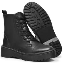 Bota Feminina Coturno Liso Plataforma Blogueira Couro Casual