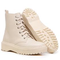 Bota Feminina Coturno Liso Plataforma Blogueira Couro Casual