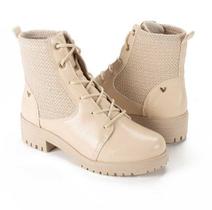 Bota Feminina Coturno Mississipi Tratorado Baunilha Q8473 Bota Feminina Coturno Mississipi Tratorado Baunilha Q8473