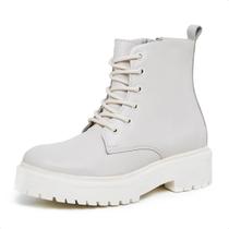 Bota Feminina Coturno Off White Couro Flay DIfranca - 383