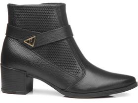 Bota Feminina Coturno Pegada Cano Baixo Bico Fino Couro
