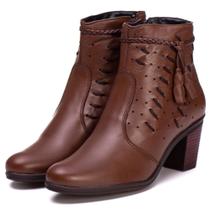 Bota Feminina Coturno Saltinho 6803 de Couro Legítimo Pettinari Passeio Moda Feminina