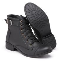 Bota Feminina Coturno Salto Baixo Cano Curto Casual Tendência
