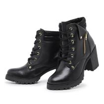 Bota Feminina Coturno Salto Grosso Cano Médio Moda Inverno Ótima Qualidade Resistente