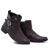 Bota Feminina Coturno Schiareli Calçados Botinha de Cano Curto com Ziper - Ref. 11400
