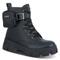 Bota Feminina Coturno Tratorada Cano Médio Cadarço Casual Bota Feminina Coturno Tratorada Cano Médio Cadarço Casual