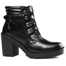 Bota Feminina Coturno Tratorada Confortável Inverno Macio Cano Curto - Kartmen