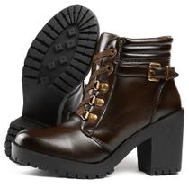 Bota Feminina Coturno Tratorada Confortável Inverno Macio Cano Curto Bota Feminina Coturno Tratorada Confortável Inverno Macio Cano Curto