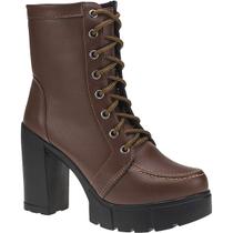 Bota Feminina Coturno Tratorada Salto Alto Confortável