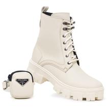 Bota Feminina Coturno Tratorado Blogueira Off White