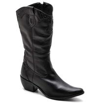 Bota feminina country bico fino top franca shoes preto